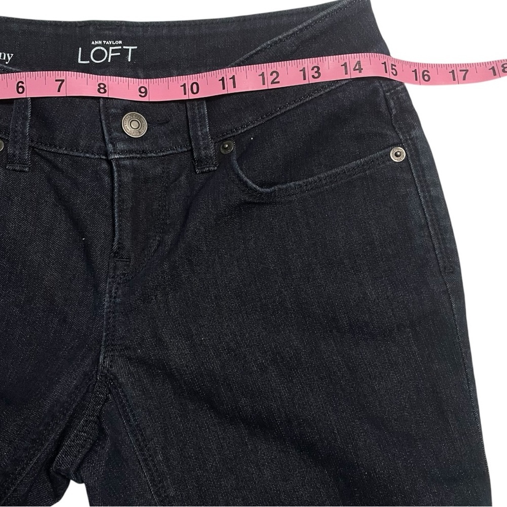 Ann Taylor Loft EUC jeans size 0 curvy skinny dark blue wash 5 pocket styling - Picture 9 of 13